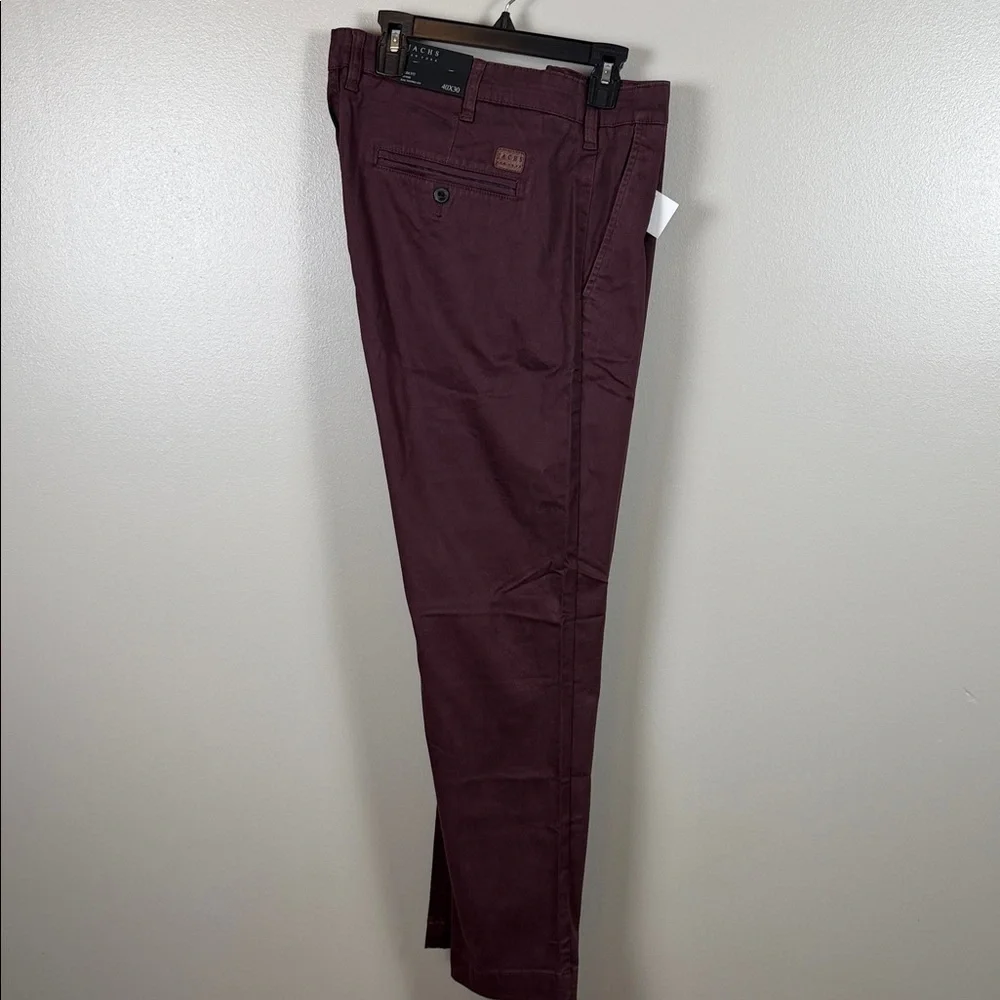 Jachs New York Maroon Slim Fit Mid Rise Chino Pants